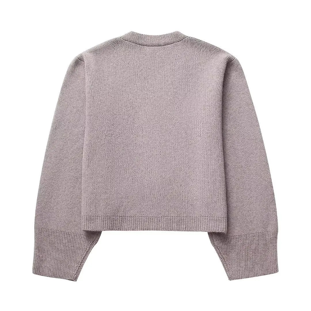 Loana - Cárdigan de punto con cuello en V y botones para mujer