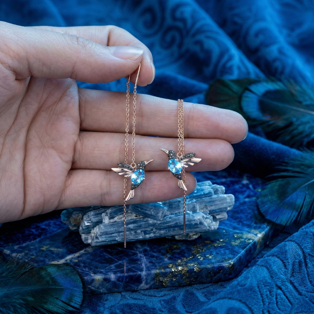 ÉCLAT | Pendientes de Colibrí con Esmalte y Circonita