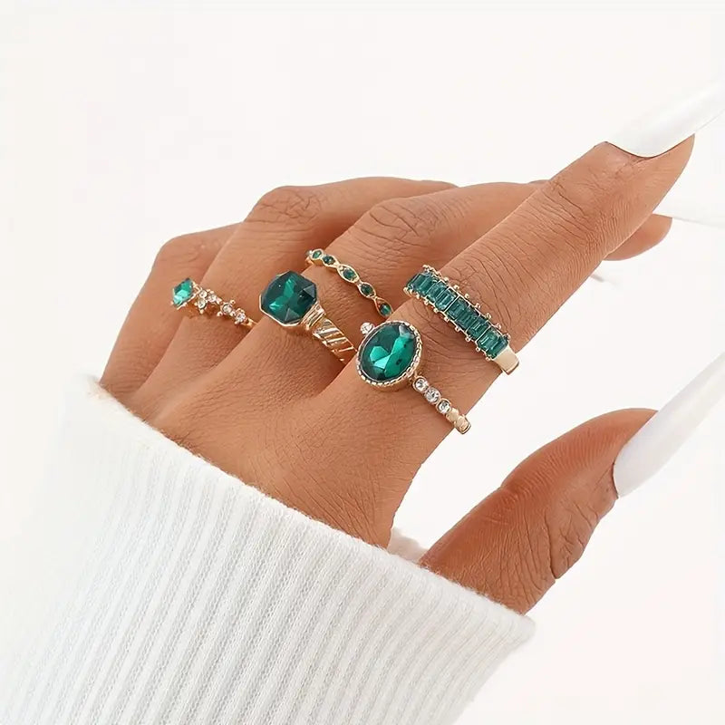 ÉCLAT | Conjunto de Anillos Esmeralda Imperial