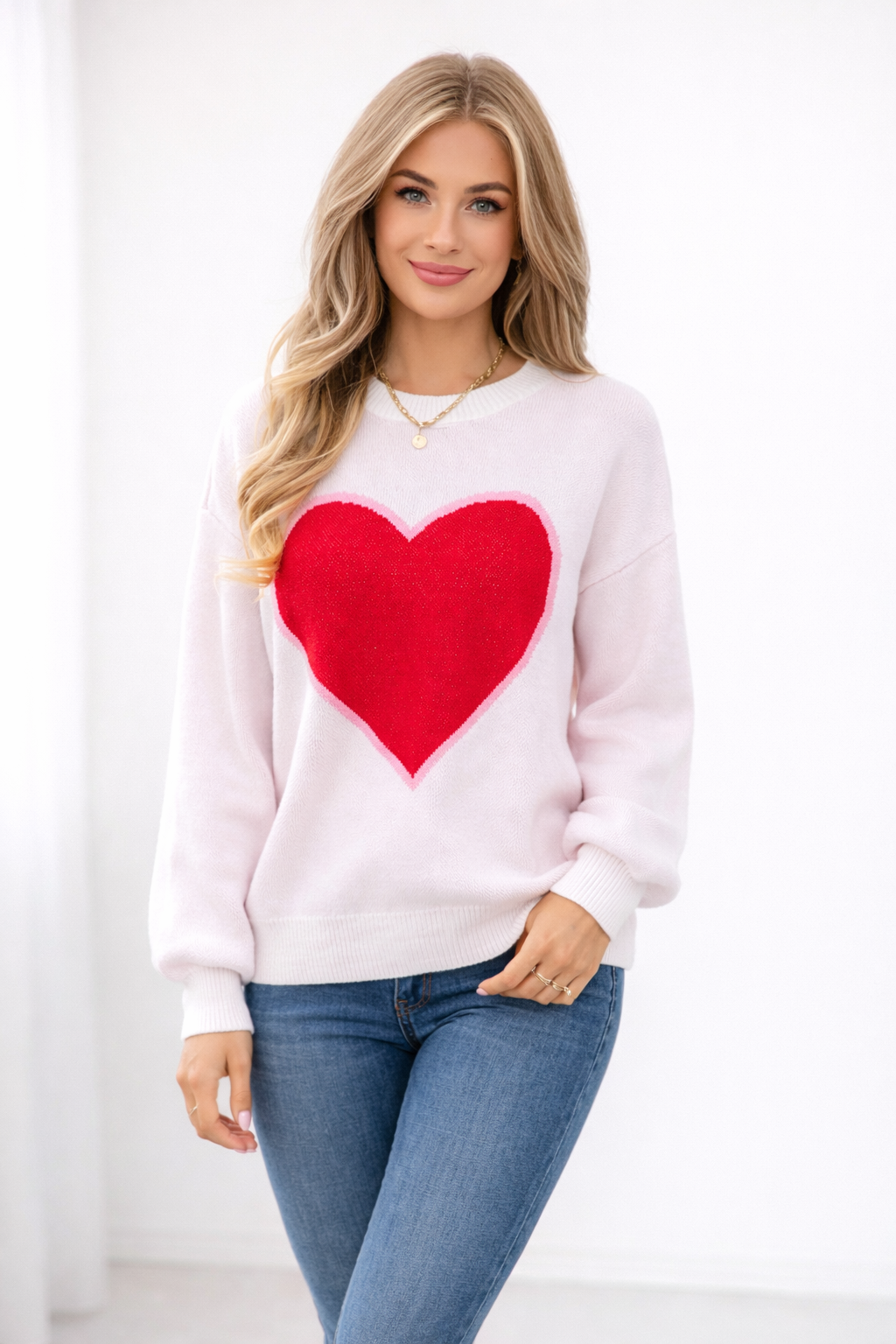 Pullover para mujer con diseño de corazón y cuello redondo - Runa