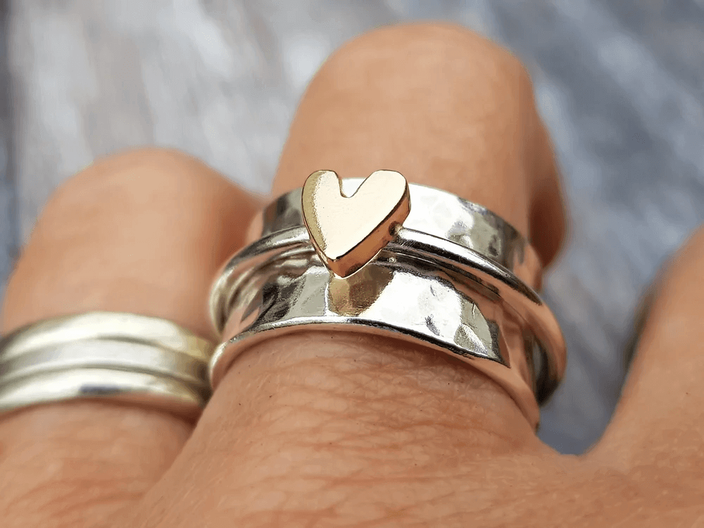 ÉCLAT | Anillo de Plata con Corazón de Oro