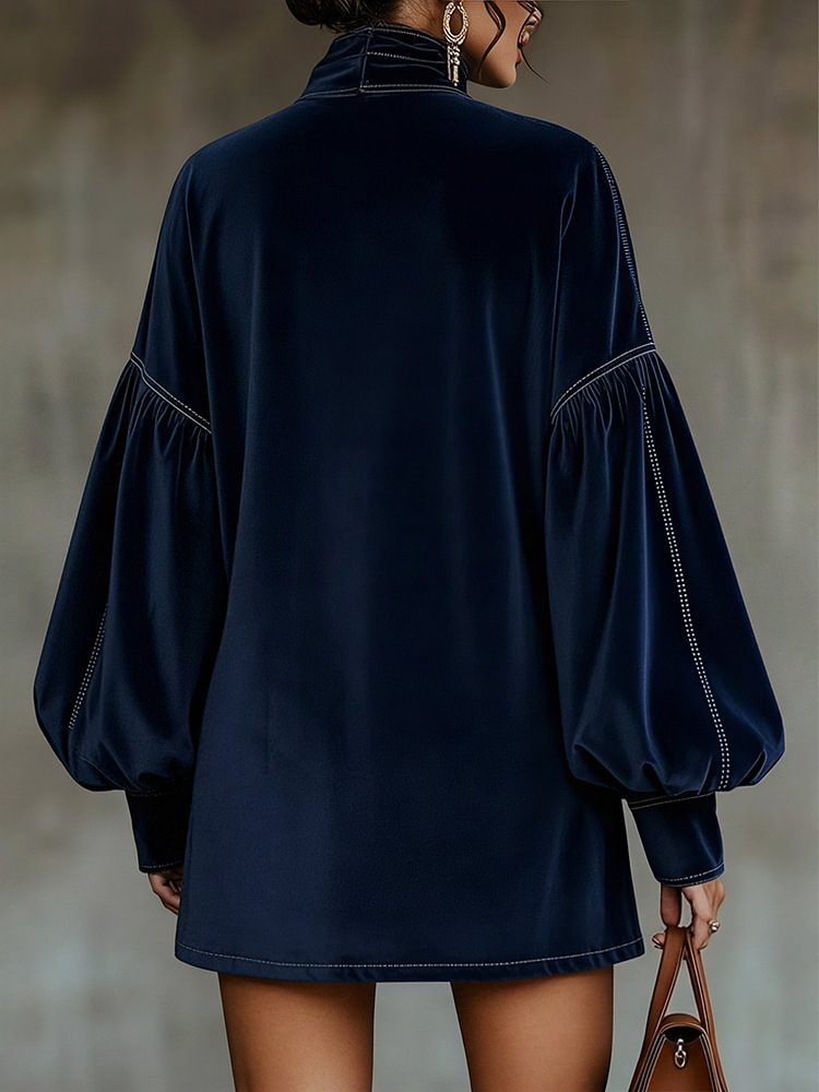 Agata™ | Vestido azul oscuro con gran lazo