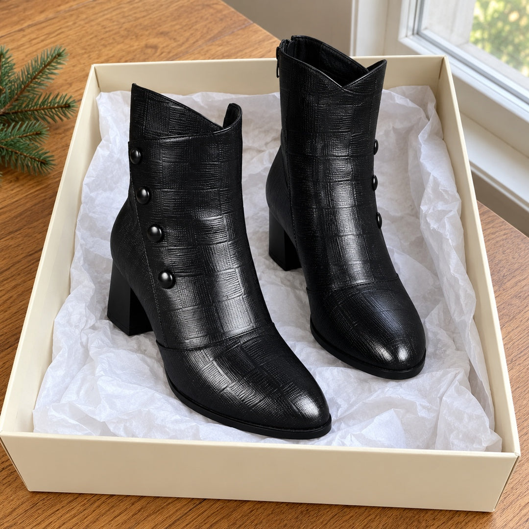 Botines de Tacón Ancho – Negro