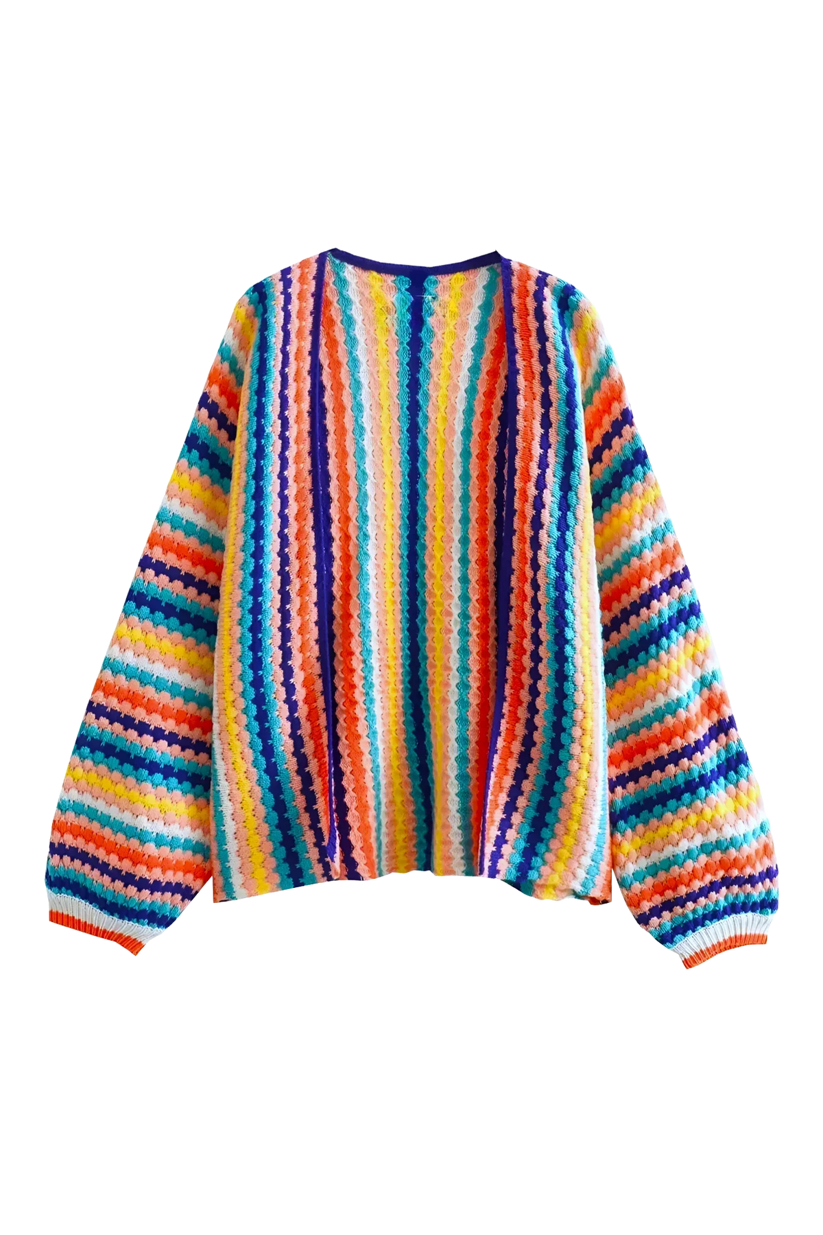 Cárdigan oversize de crochet multicolor a rayas - Lotte