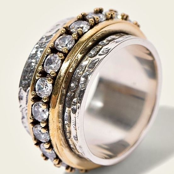 ÉCLAT | Anillo de Oro y Plata con Piedras de Circonio Vintage
