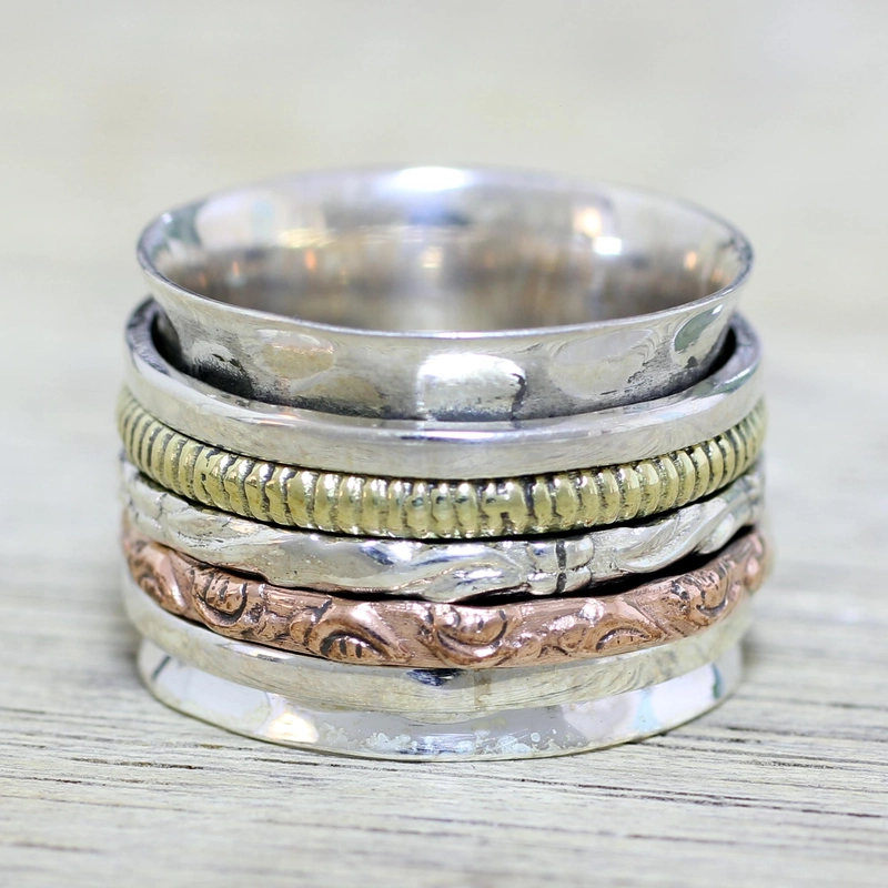 ÉCLAT | Anillo vintage de oro y plata con rosa
