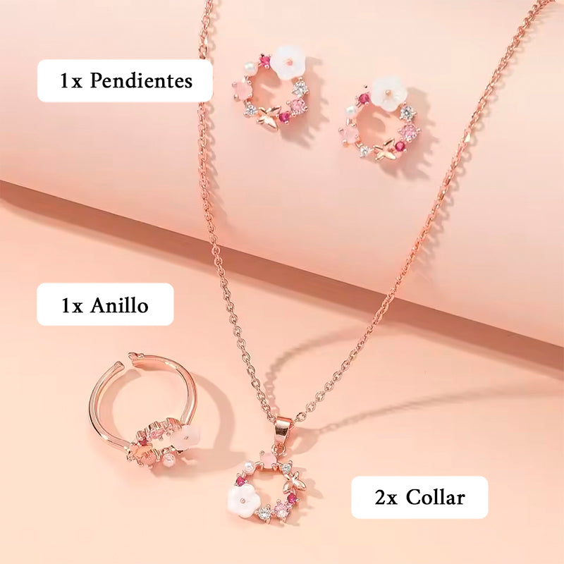ÉCLAT | Iris™ | Elegante Collar y Pendientes de Flores
