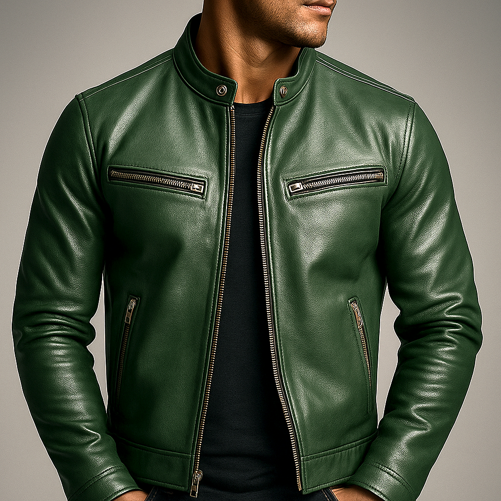 Kaizen | Chaqueta vintage de piel con cremallera