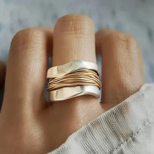 ÉCLAT | Anillo de Plata con Hilo Dorado