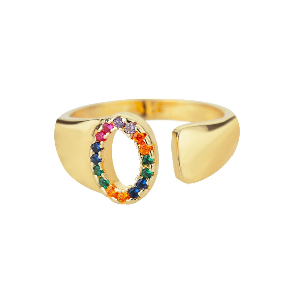 ÉCLAT | Anillo de Oro con Letra Personalizada (Ajustable)
