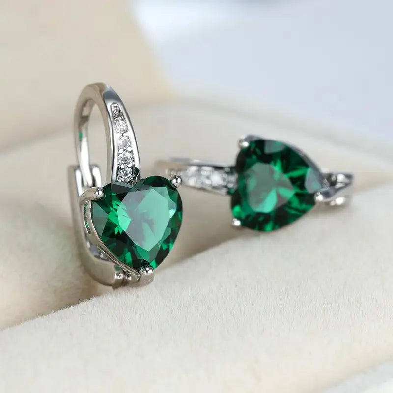 ÉCLAT | Pendientes Corazón Verde Lunar