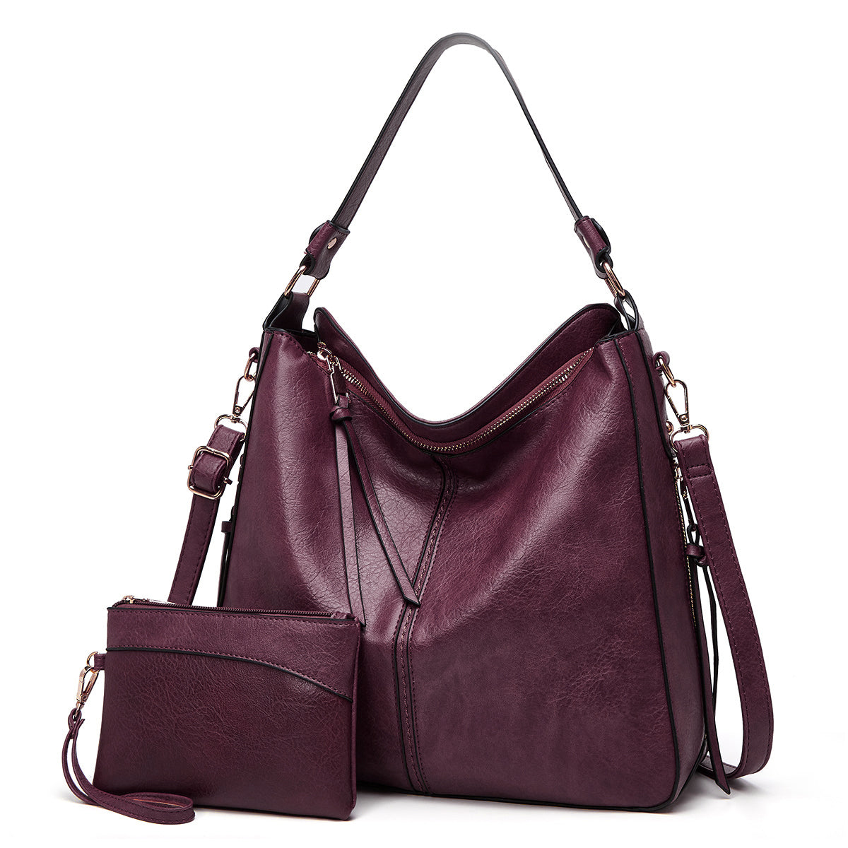 MEZTLI™ – Bolso hobo Valentina de cuero vegano con cartera incluida