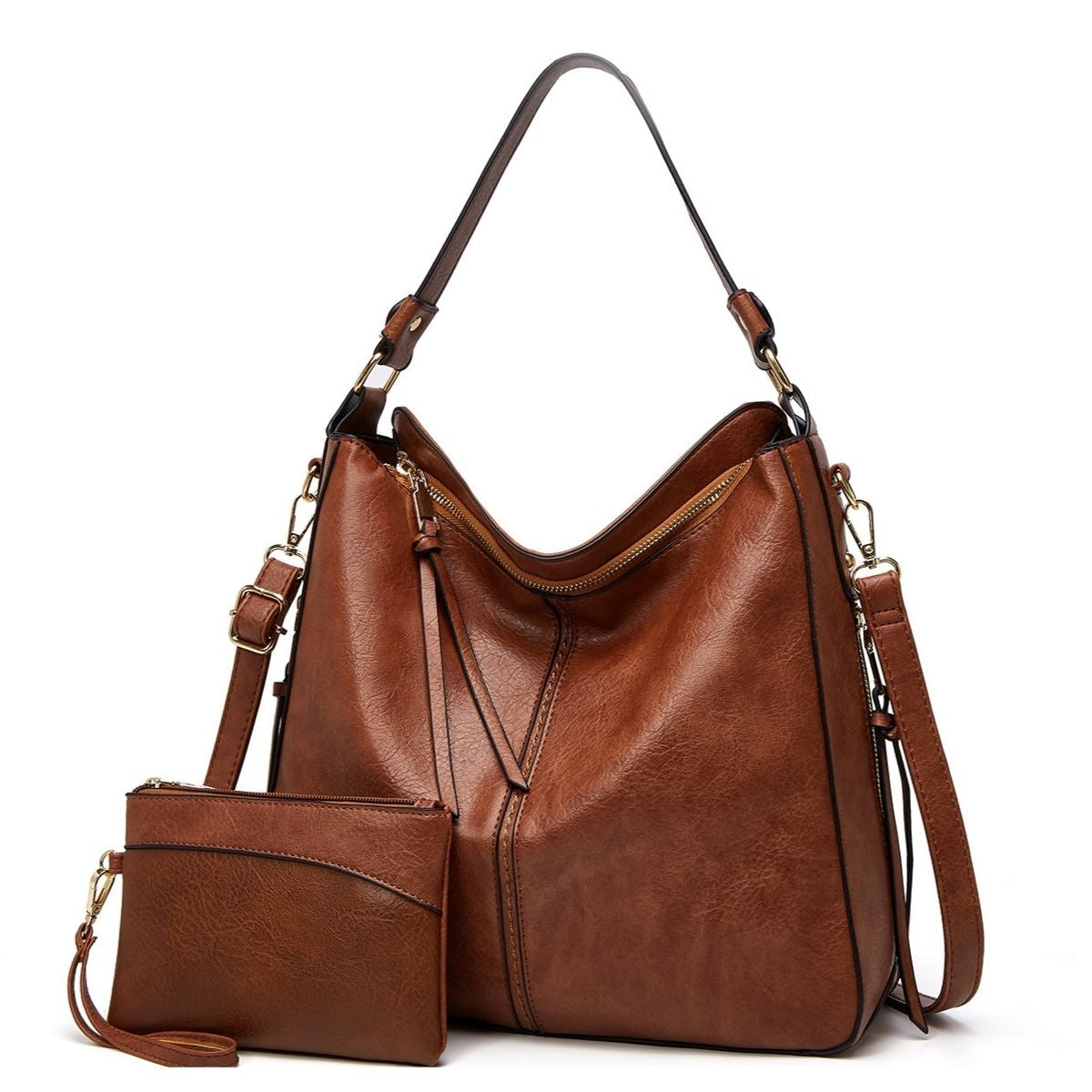 MEZTLI™ – Bolso hobo Valentina de cuero vegano con cartera incluida