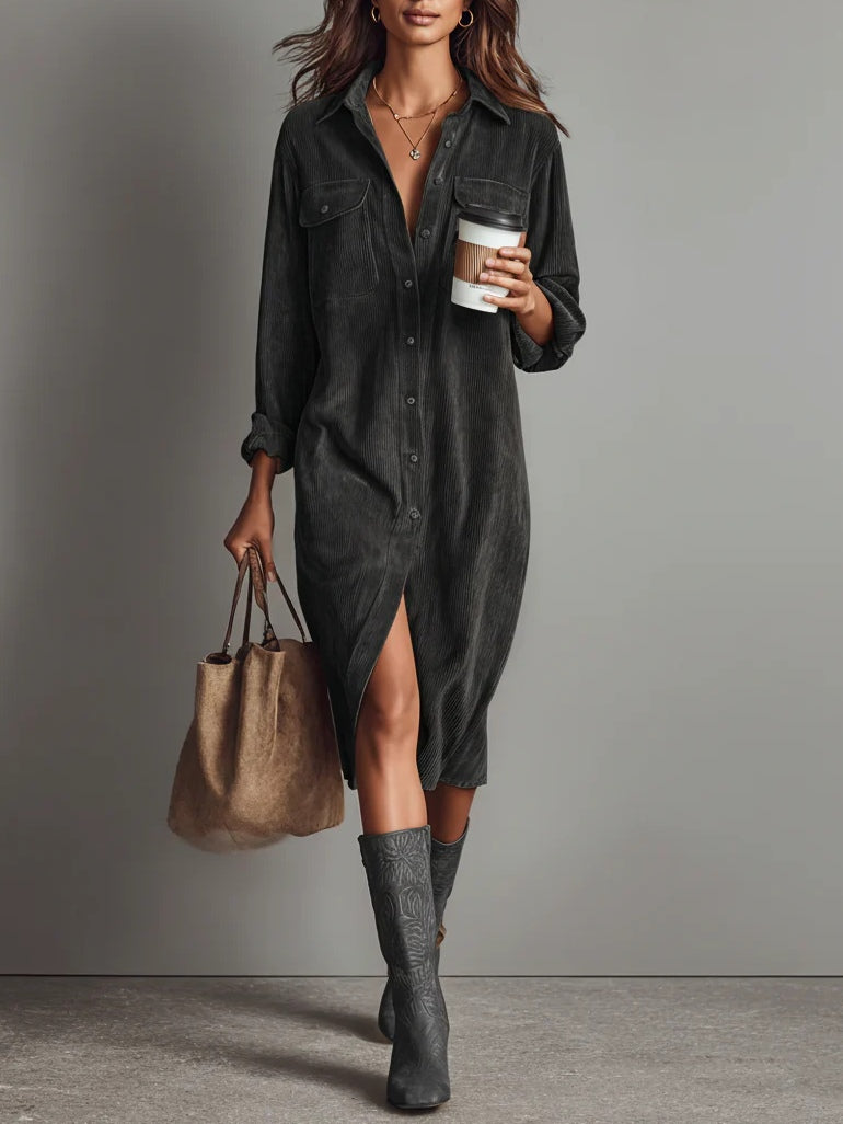 Helen™ | Vestido midi suelto de pana
