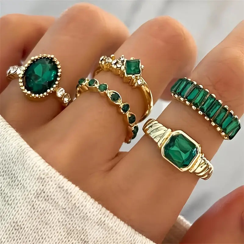 ÉCLAT | Conjunto de Anillos Esmeralda Imperial
