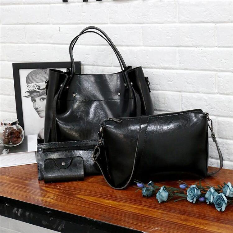 MEZTLI™ – Set Riley de 4 bolsos de cuero vegano vintage