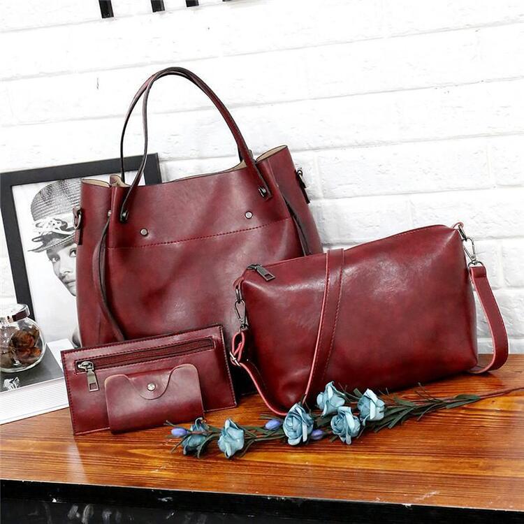 MEZTLI™ – Set Riley de 4 bolsos de cuero vegano vintage