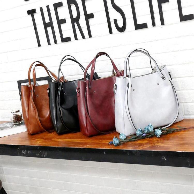 MEZTLI™ – Set Riley de 4 bolsos de cuero vegano vintage