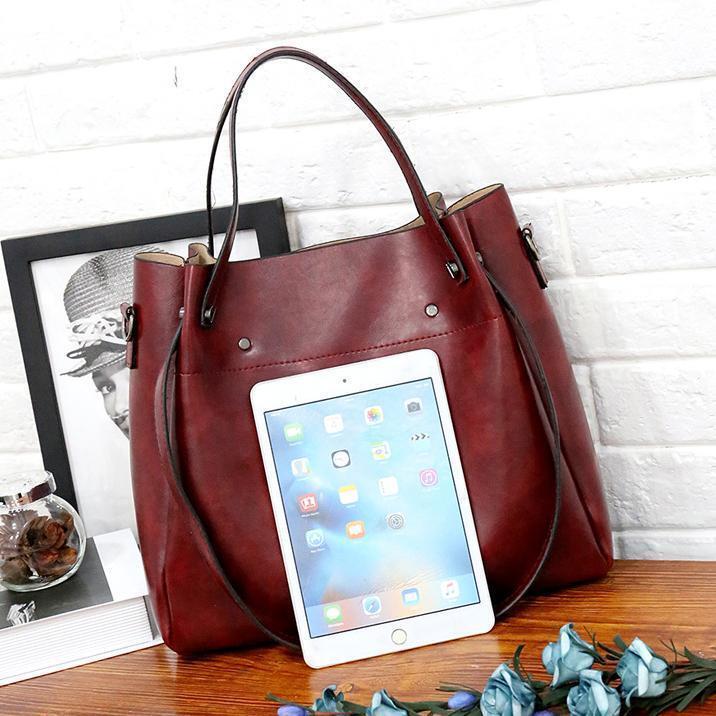 MEZTLI™ – Set Riley de 4 bolsos de cuero vegano vintage