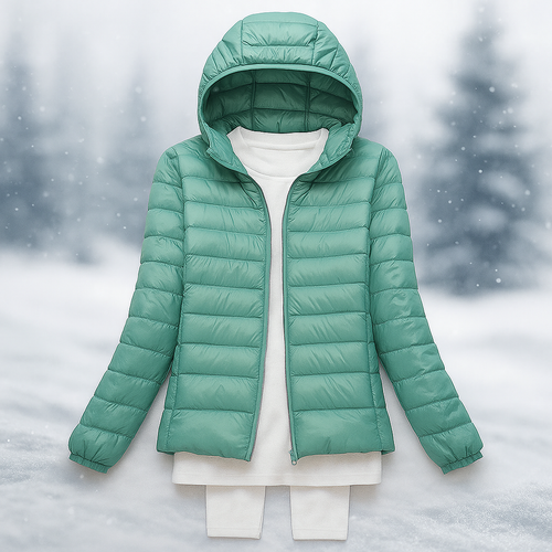 Capucha de la chaqueta acolchada Nora en verde