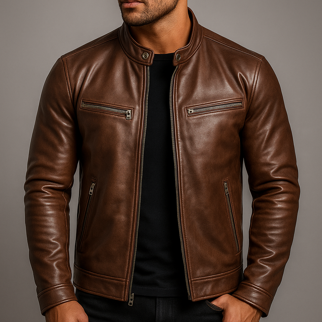 Kaizen | Chaqueta vintage de piel con cremallera