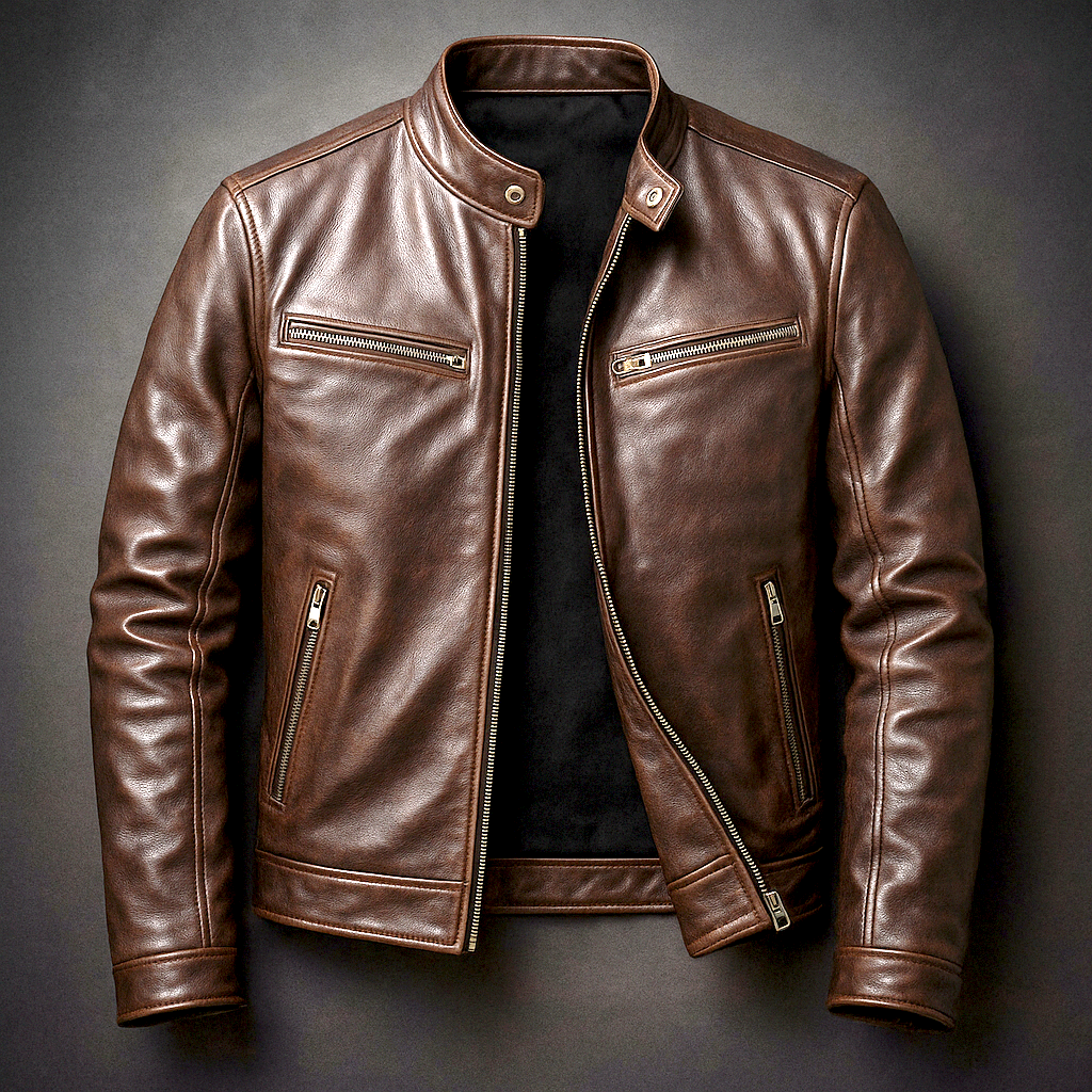 Kaizen | Chaqueta vintage de piel con cremallera