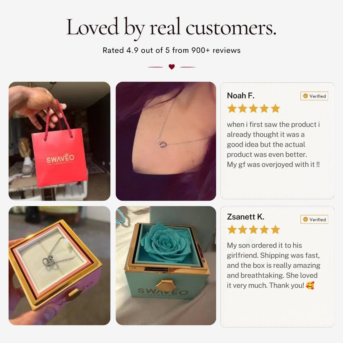 Eternal Rose Box with Engraved Necklace