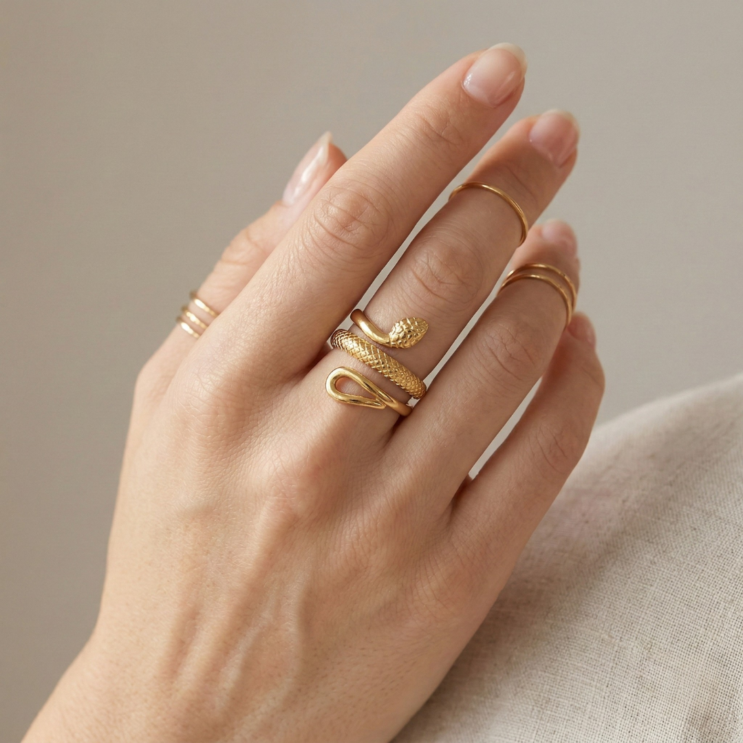 ÉCLAT | Anillo Detallado de Serpiente (Ajustable)