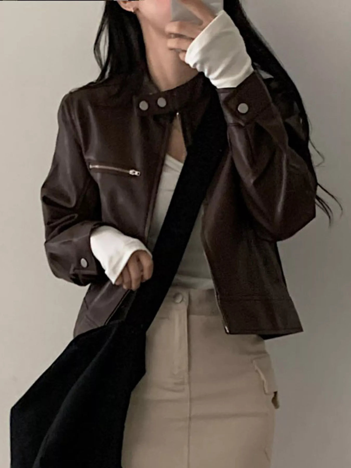 Chaqueta corta de piel para mujer - Liorane