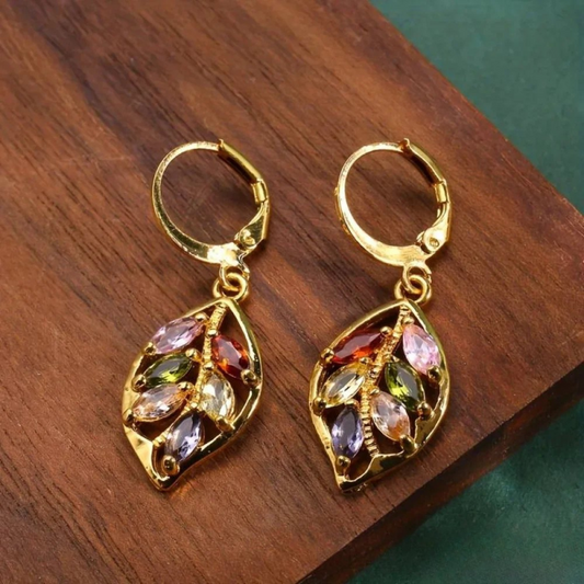 ÉCLAT | Pendientes Vintage Hoja de Oro Multicolor