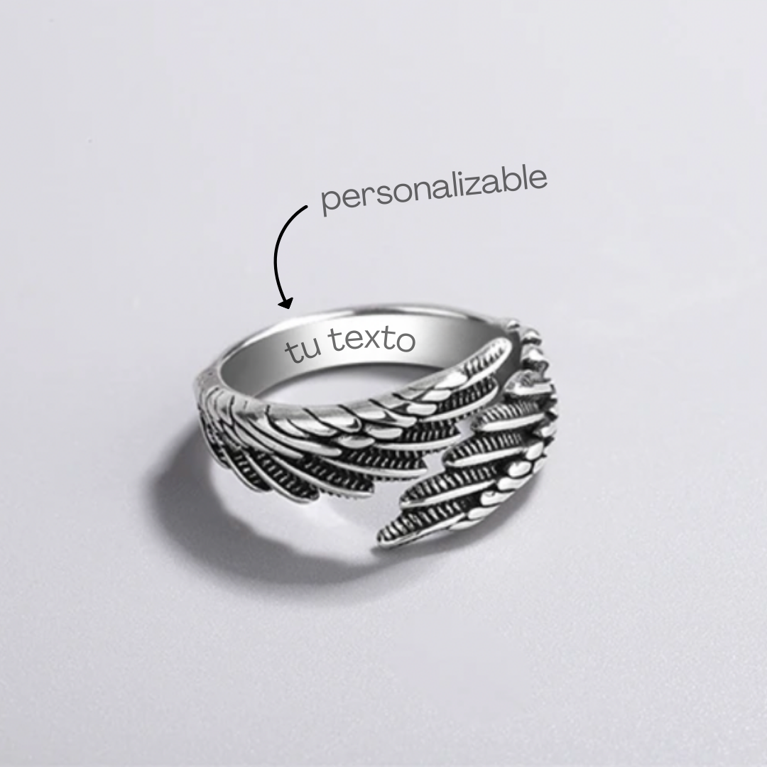 ÉCLAT | Alas De Ángel™ | Anillo Personalizado y Ajustable Con Nombre