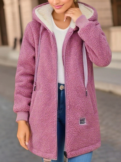 Capucha con forro claro y cordones de la chaqueta Kjersti en rosa