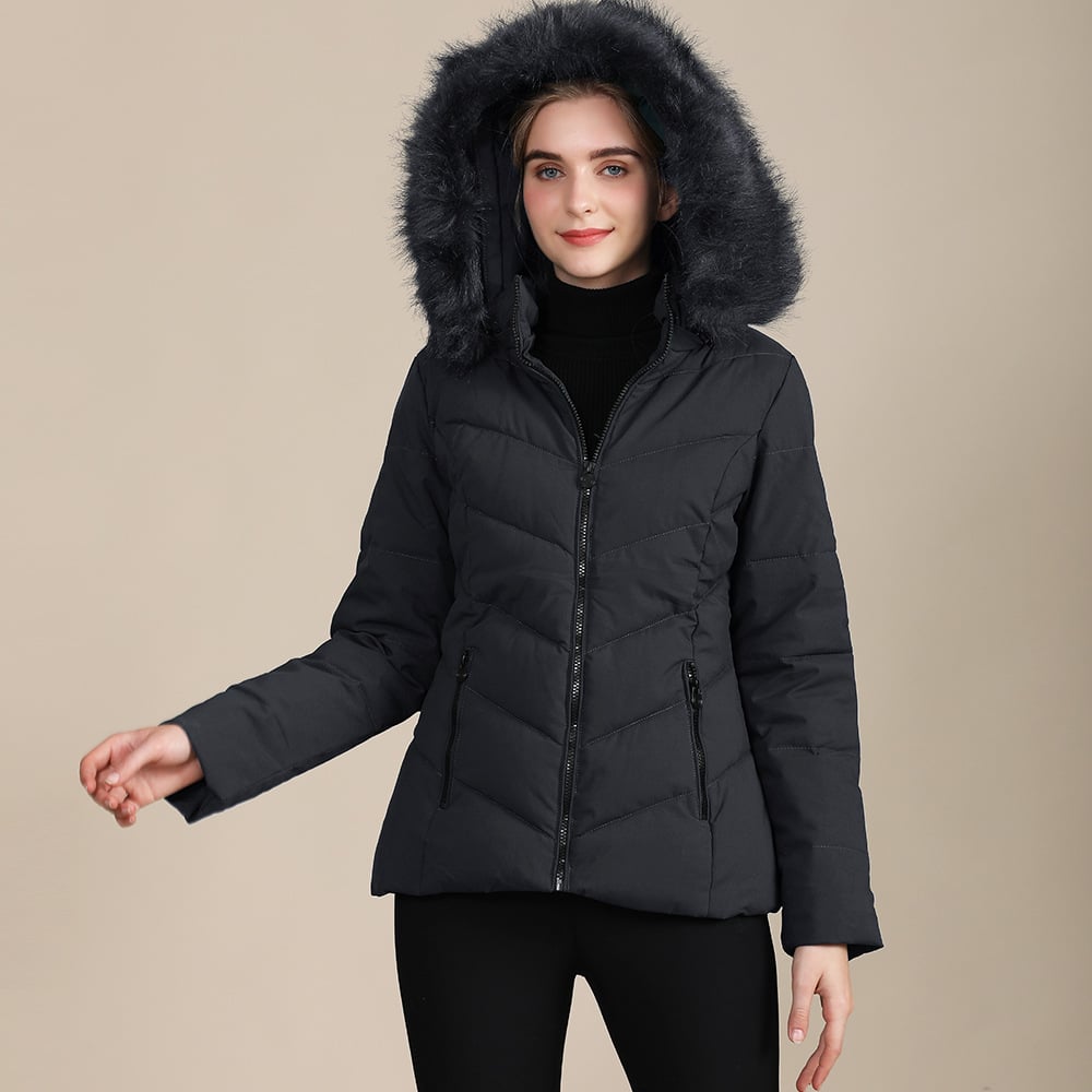 Chaqueta para mujer acolchada con capucha afelpada - Nerise