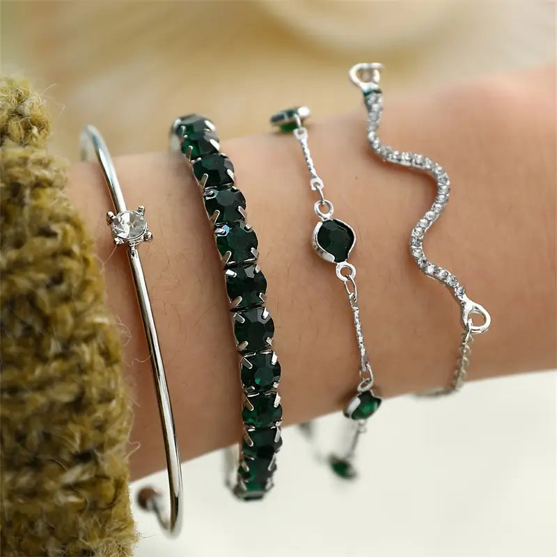 ÉCLAT | Conjunto de Pulseras Esmeralda Pura | Oro
