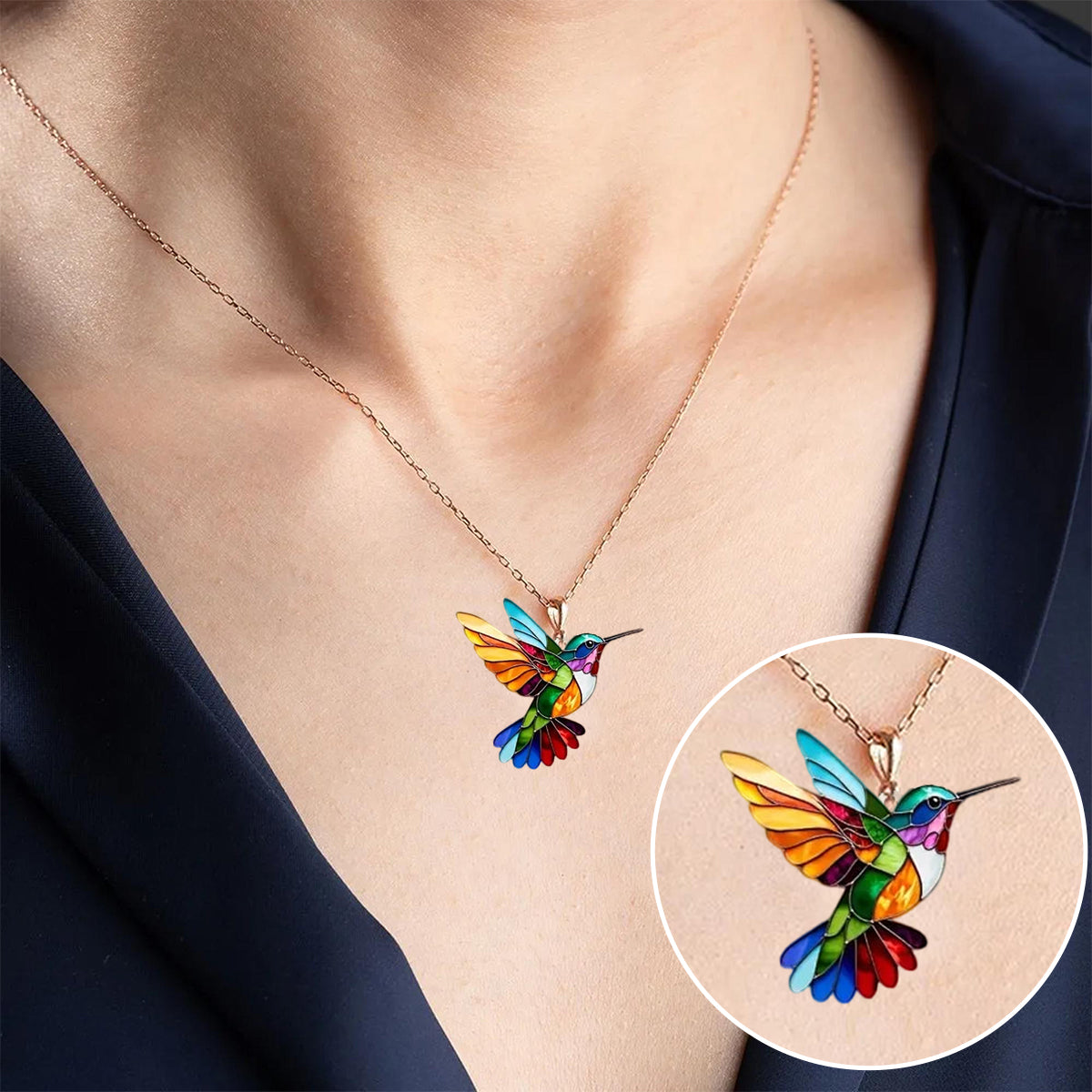 ÉCLAT | Auréa™ | Elegante Collar y Pendientes de Colibrí