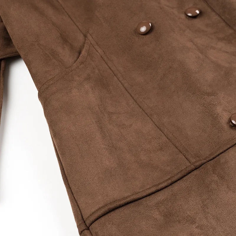 Gabardina cruzada con solapas de terciopelo - Alana