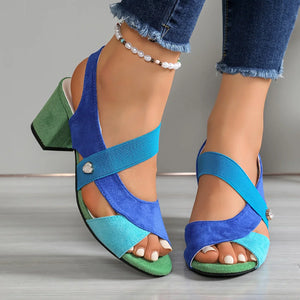 Sandalias Bella en azul, con turquesa y verde