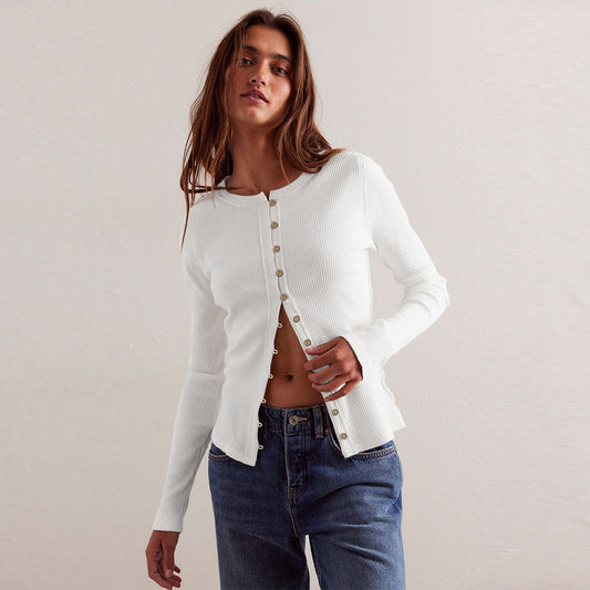 Cardigan para mujer efecto canalé con botones - Seliane