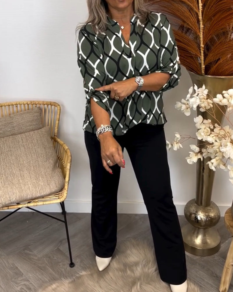Blusa Mujer Estampado Geométrico Corte Holgado