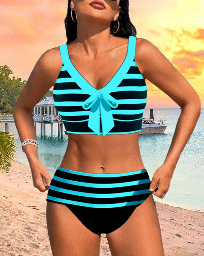 Island Glow | Bikini de rayas de cintura alta