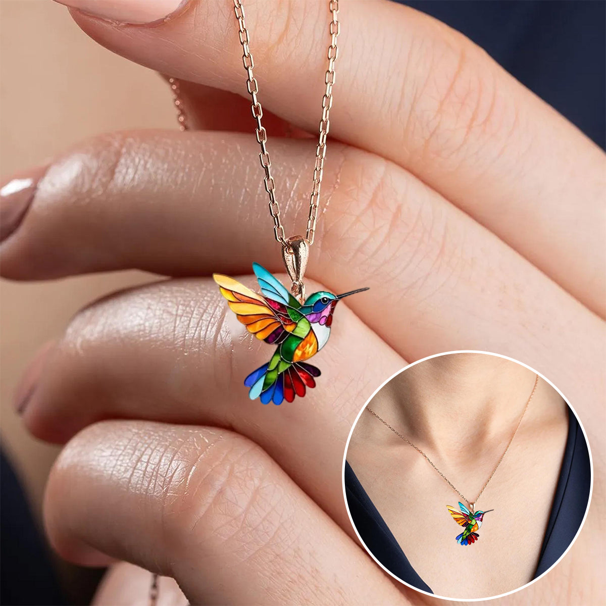 ÉCLAT | Auréa™ | Elegante Collar y Pendientes de Colibrí