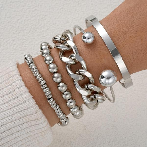 ÉCLAT | Set de 5 Pulseras Gruesas Apilables