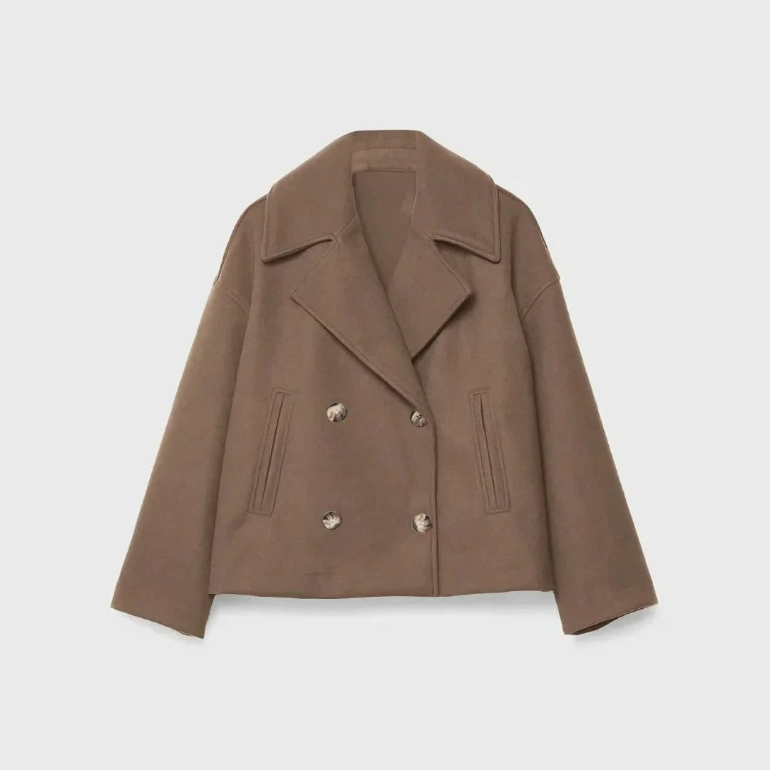 Chaqueta corta de lana con doble botonadura para mujer - Heidi