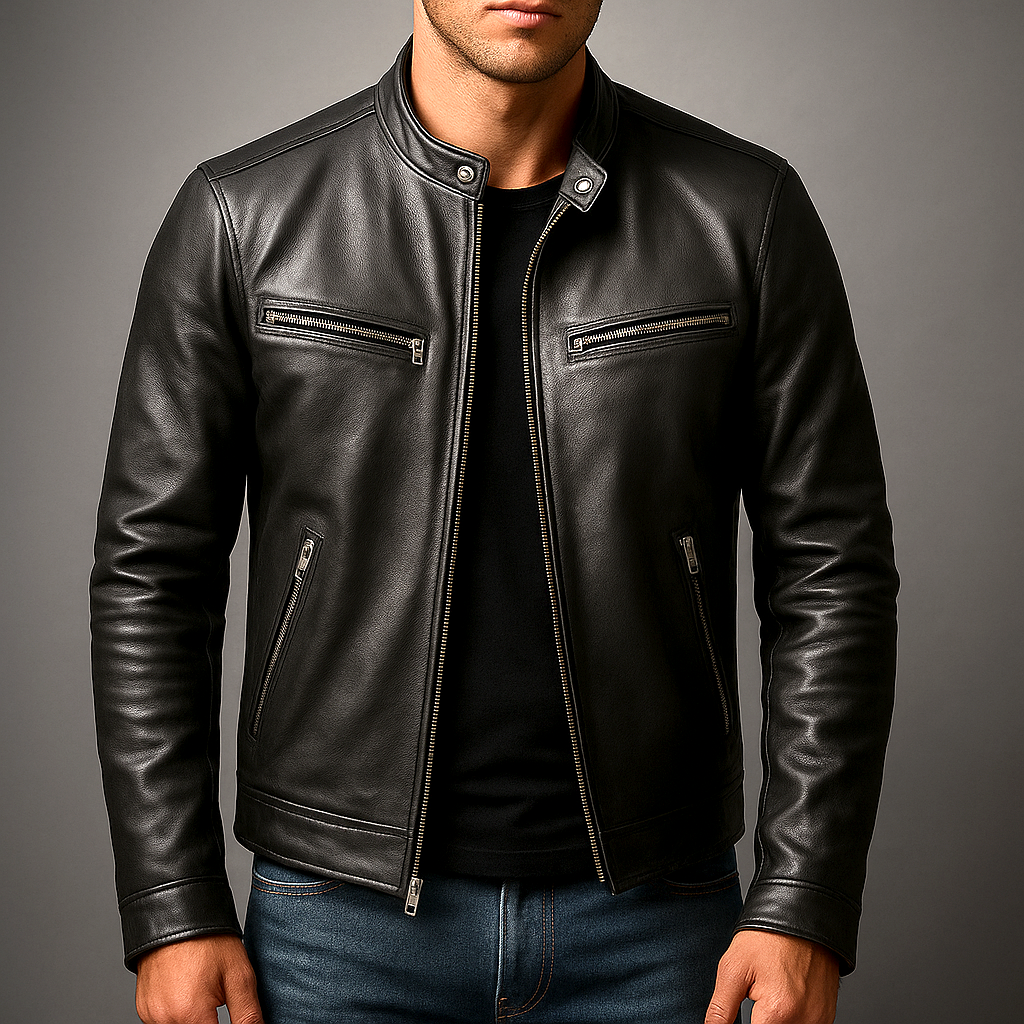 Kaizen | Chaqueta vintage de piel con cremallera