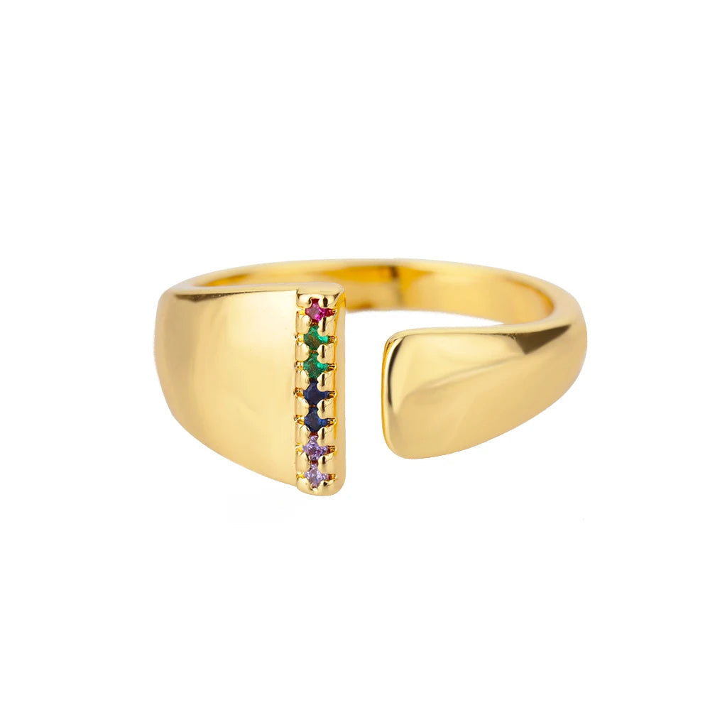 ÉCLAT | Anillo de Oro con Letra Personalizada (Ajustable)
