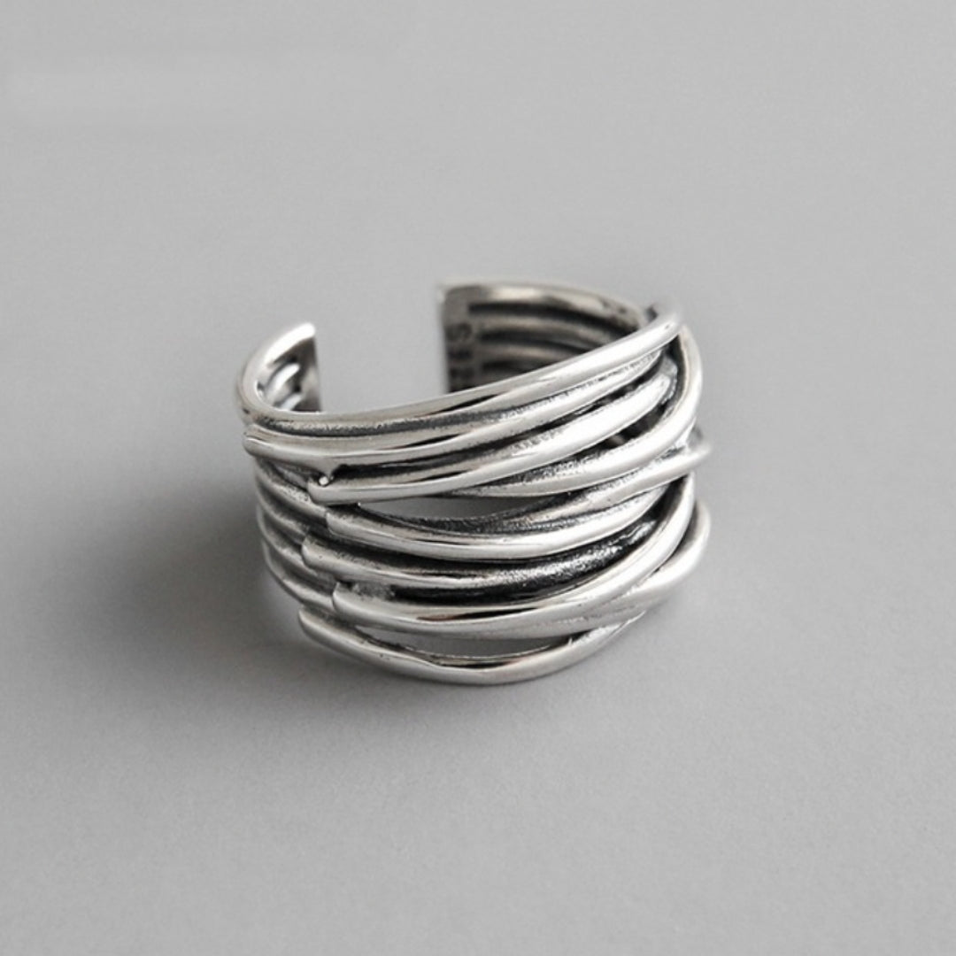 ÉCLAT | Anillo Ajustable de Plata con Capas
