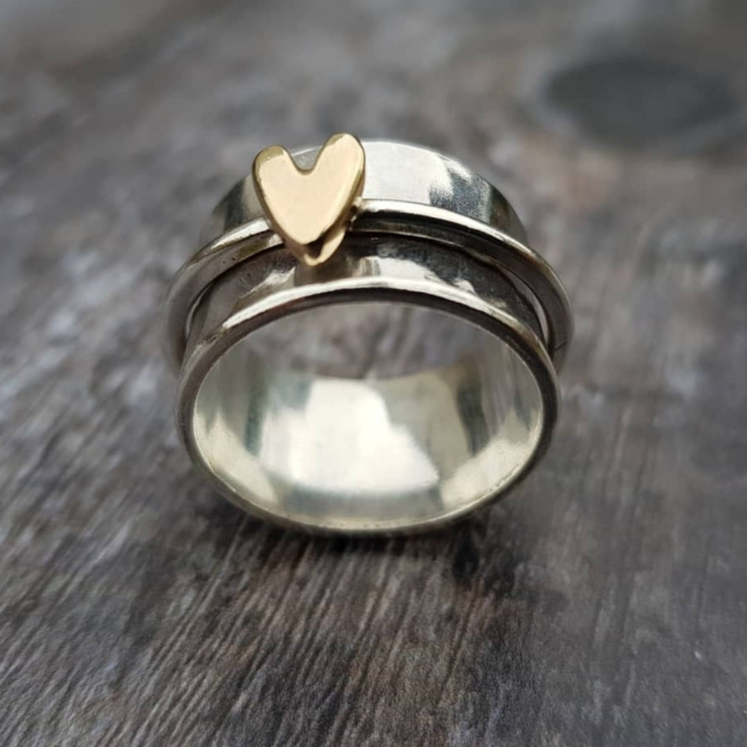 ÉCLAT | Anillo de Plata con Corazón de Oro