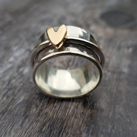 ÉCLAT | Anillo de Plata con Corazón de Oro
