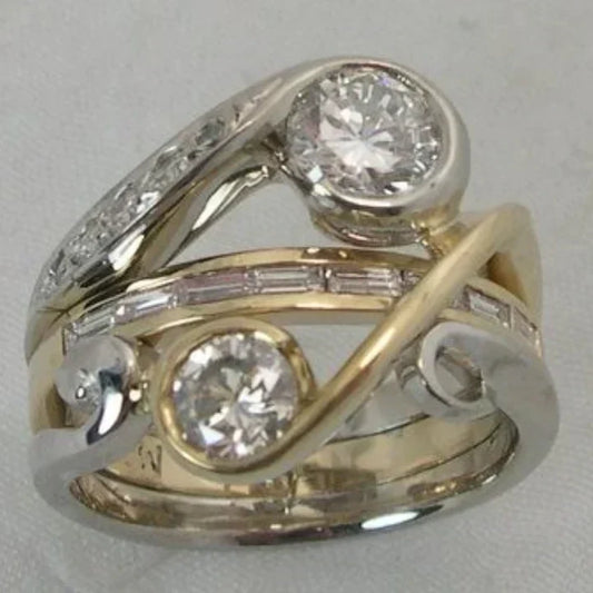ÉCLAT | Anillo Irregular con Cristales de Plata y Oro Vintage