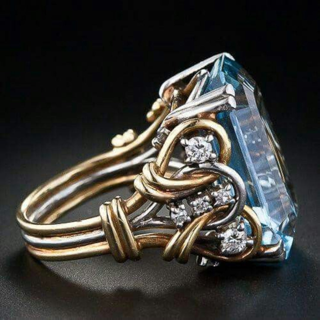 ÉCLAT | Anillo Vintage de Oro con Circonio Azul